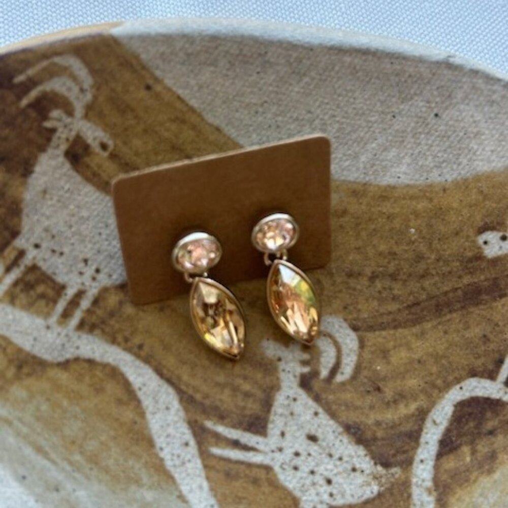GIVENCHY Gold Swarovski Crystal Drop EARRINGS - Picture 3 of 10